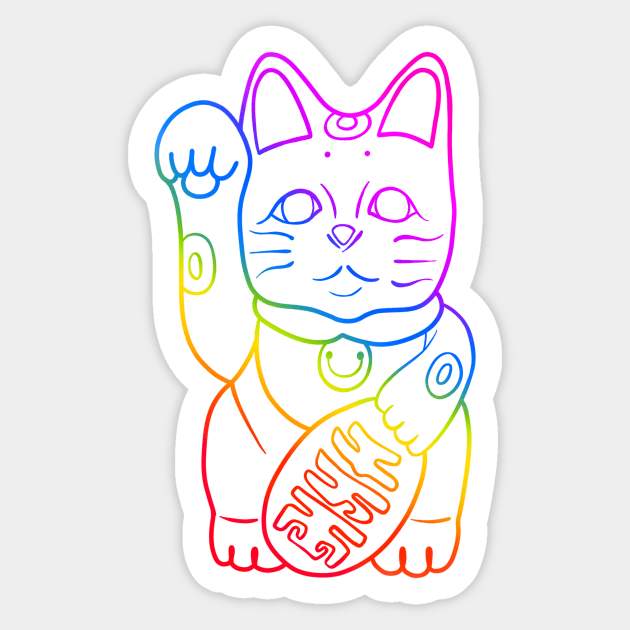 Lucky Cat. - Rainbow Sticker by Creighcreigh